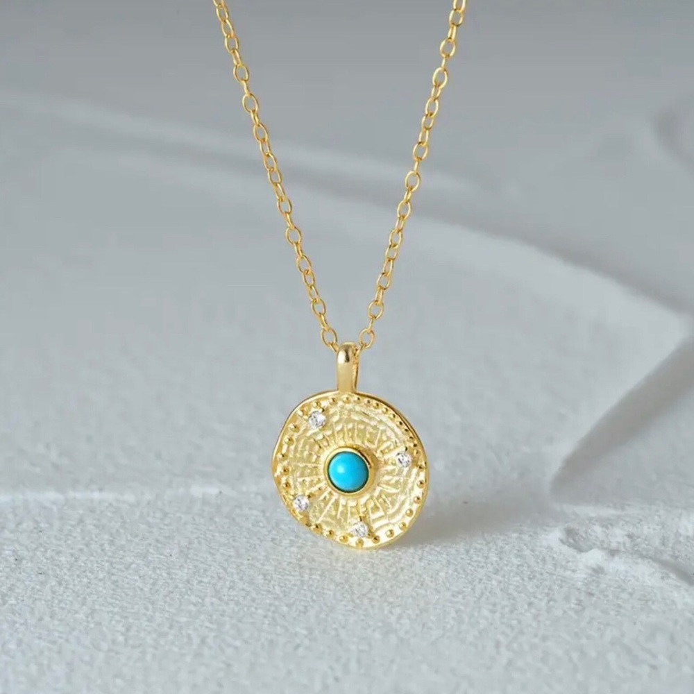 Turquoise 18k Gold Plated 925 Sterling Silver Pendant Necklace By North Jewelry